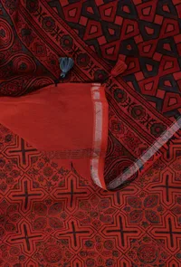 Berry Red Indigo Shibori-Ajrakh Modal silk Dupatta image 4