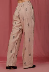 Brown Handblock Printed Linen Pant image 4