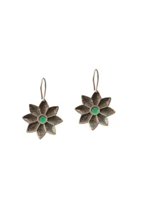 Silver-Look Leaves and Stars: Brass Oxidized Earrings image 3