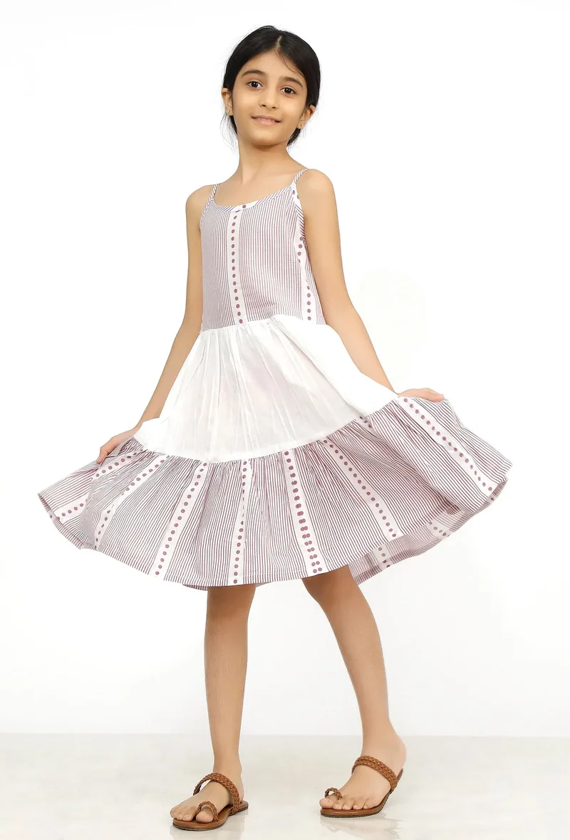 Mauve Handblock Cotton Dress