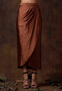 Russet Brown Overlap Stitched Skirt image 1