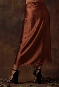 Russet Brown Overlap Stitched Skirt image 3