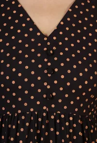 Black Rayon Polka Printed Tiered Dress image 5