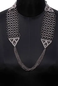Chain Link Silver Plated Brass Tribal Necklace image 2