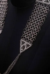 Chain Link Silver Plated Brass Tribal Necklace image 3