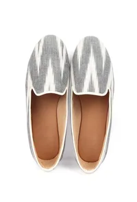 Fossil Grey & Tawny Brown Ikat Flat Cruelty Free Leather Ballerina image 1