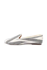 Fossil Grey & Tawny Brown Ikat Flat Cruelty Free Leather Ballerina image 3