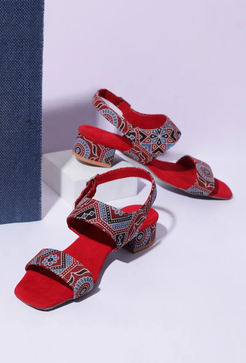 Heritage Harmony Red Ajrakh Bliss Heels