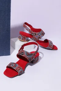 Heritage Harmony Red Ajrakh Bliss Heels image 1