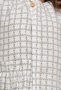 Set of 2: Off White Checked top and olive green flared Capri image 4