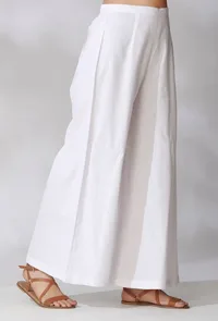 White Cotton Flared Pants image 2