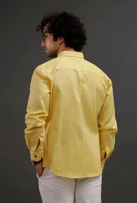 Summer Yellow Cotton Slim Fit Shirt image 3