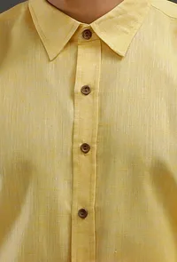 Summer Yellow Cotton Slim Fit Shirt image 4