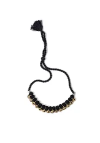 Onyx Black Thread Silver Tribal Necklace image 2