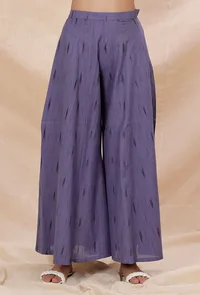 Mauve Cotton Ikkat Flared Pants image 2