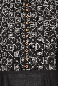 Set of 2: Black Collared Kurta & Pallazo With Kantha Embroidery image 5
