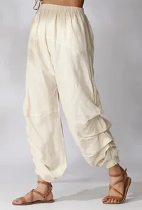 Off White Cotton Dhoti Pants image 3