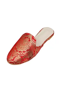 Ornate Red Brocade Slider Mules image 2