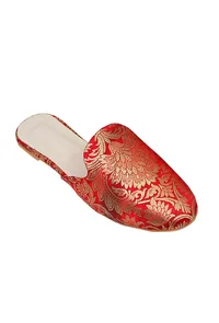 Ornate Red Brocade Slider Mules image 3