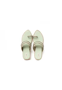 Mint Green & Silver Cruelty Free Leather Sandals image 3