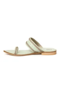 Mint Green & Silver Cruelty Free Leather Sandals image 5