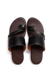 Black Cruelty Free Leather Sliders image 1