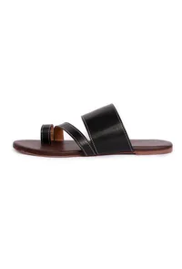 Black Cruelty Free Leather Sliders image 3