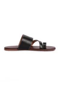 Black Cruelty Free Leather Sliders image 4
