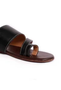Black Cruelty Free Leather Sliders image 6