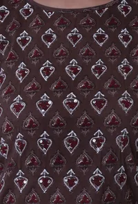 Set Of 3: Block Printed Green Color Cotton Kurta, Pant & Dupatta image 5