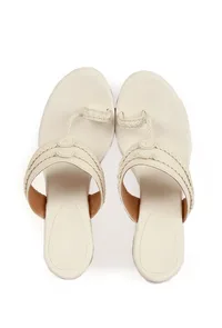 Snow White Vegan Leather Kolhapuri Wedges image 1