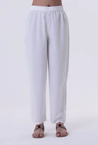 Set Of 2: Yellow & White Cotton Block Printed Kurta & Pant image 5