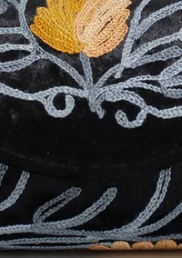 Black with Blue Tilla Embroidery Velvet Clutch image 5