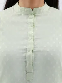 Wuseha Mint Green Cotton Kurta With Collar image 5