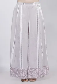 Lilac Stripes Hand Block Printed Cotton Palazzo image 1