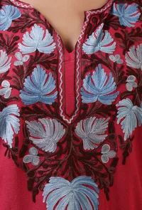 Cardinal Woolen Ari Embroidered Phiran- Free Size image 5