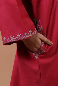 Cardinal Woolen Ari Embroidered Phiran- Free Size image 6