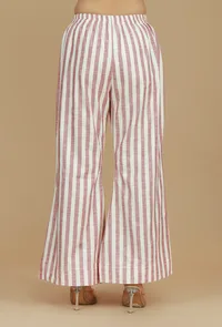 Set of 2  Rose & Ivory Striped Asymmetric Top with Matching Pants image 5