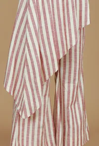 Set of 2  Rose & Ivory Striped Asymmetric Top with Matching Pants image 6