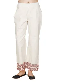 Pearl-Red Cotton Voile Cross Stitch Palazzos image 1