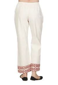 Pearl-Red Cotton Voile Cross Stitch Palazzos image 4