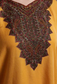 Raw Sienna Kashmiri Sozni Embroidery Phiran-Free Size image 5