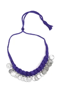 Violet Purple Coin Tribal Necklace image 2
