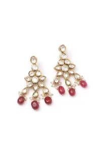Rose Pink Kundan Beads Earrings image 2