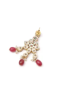 Rose Pink Kundan Beads Earrings image 3