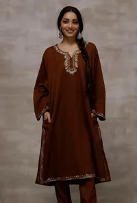 Brown Pure Woollen Phiran image 1