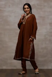 Brown Pure Woollen Phiran image 3