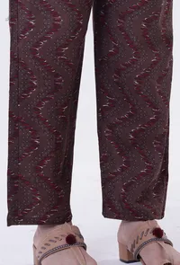 Woody Brown & White Cotton Block Printed Pant image 4