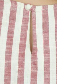 Rose & Ivory Striped Asymmetric Cotton Viscose Top image 6