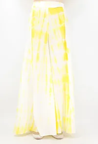 Summer Yellow And White Tie And Dye Cotton Palazzo image 1